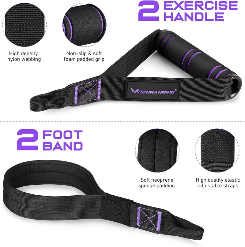 RENRANRING Pilates Bar Kit with Resistance Bands, Multifunctional Pilates Bar for Women & Men with Heavy-Duty Metal Adjustment Buckle, Pilates Home Equipment for Full BodyWorkouts - Image 3
